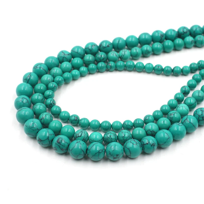 Natural Stones Round Shape Loose Mineral Turquoises Rondelle Beads Jewelry DIY Bracelet Earrings Accessories