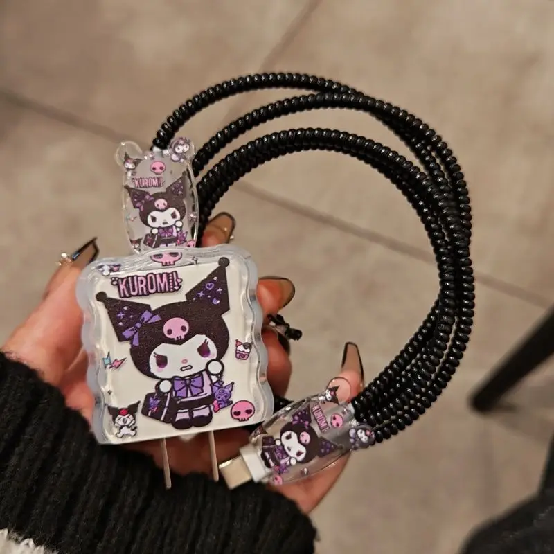 Cartoon Cute Demon Angel Kitten Charger Case Cable Protector for iPhone 18W/20W Charging Cable Data Damage-proof Holiday Gift