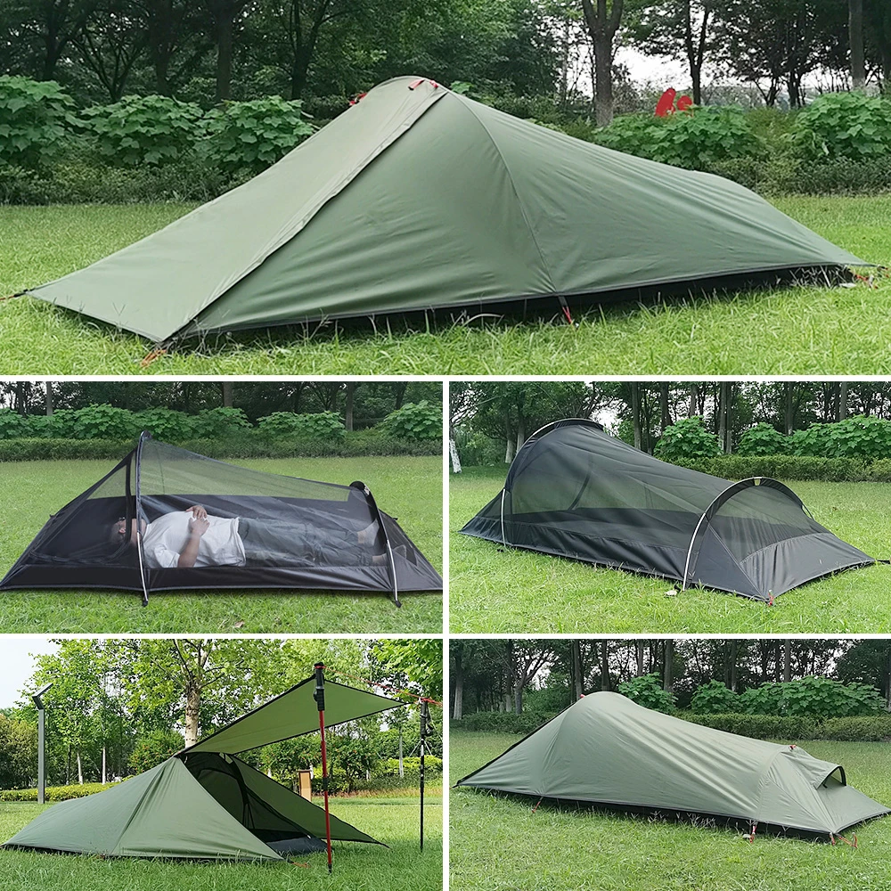 Backpacking Camping Tent, Ultralight 1 Person Tent Double Layer 4 Seasons Waterproof Portable