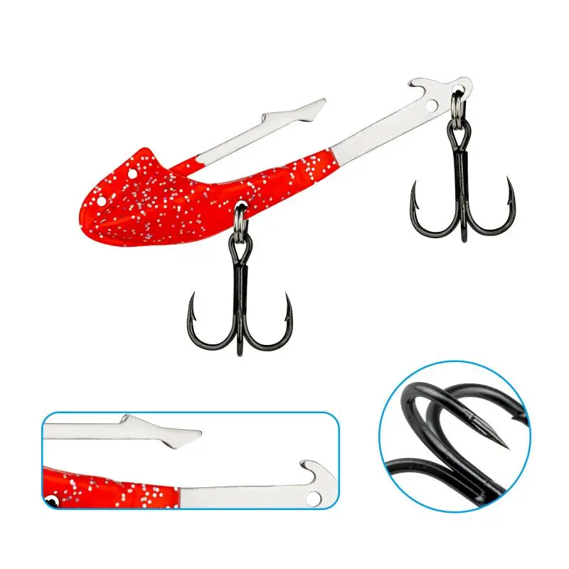 2.5 CM Bait Holder Double Sharp Triple Hooks Soft Lure Base for Soft  Fishing Bait Of Length 3-4 inches for Big/Small Fish