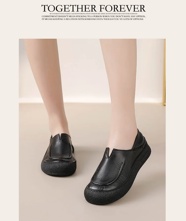 Neue V-Schnitt-Rindslederschuhe für Damen, luxuriöse Ballerinas mit breiter Zehenpartie, Damen-Vintage-Slip-on-Römerschuh, hochwertige Markenmokassins – Detail 13
