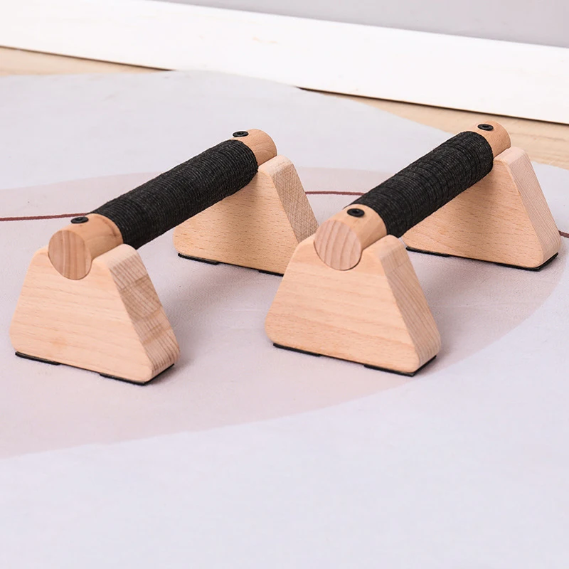 2Pcs Wooden Pull-Up Stand Handles Beech Wood Push-Up Bar for Calisthenics Home Gym Equipment Parallettes Training Bar