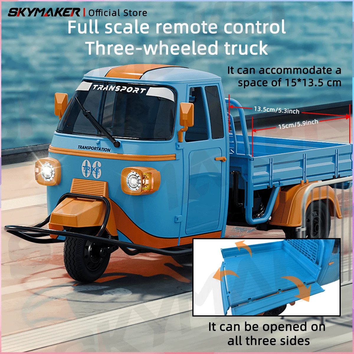 WPL WP22 1/10 무선 조종 삼륜 트럭 2.4GHz RTR 시뮬레이션 고속 후륜 구동 장난감 자동차 모델 (14세 이상)