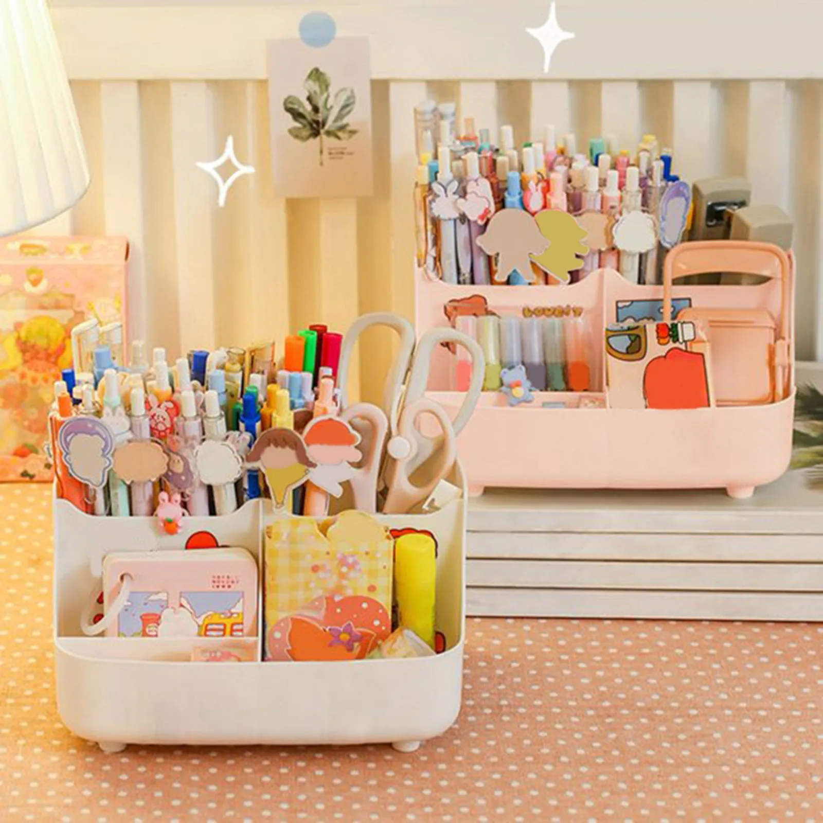 Cute Vertical Pen Organizer Desk Organizer Pen Holder Stationery Storage Tray Bins for Organization Closet Fabric Storage Bags 1