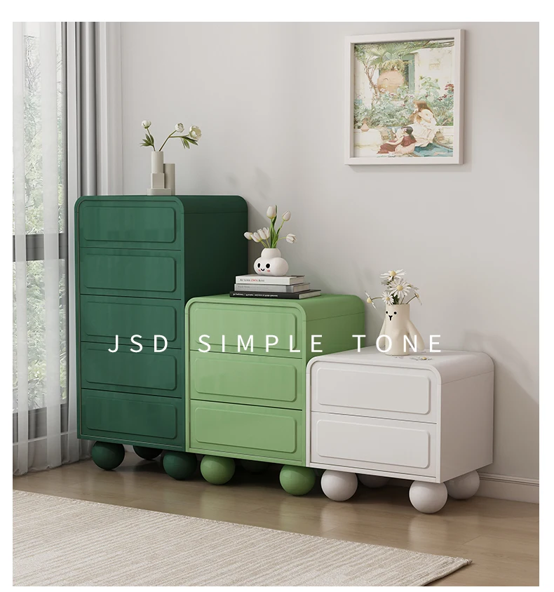 Simple tone modern minimalist all-solid wood chest of drawers children's room chest of drawers dopamine storage cabinet upright
