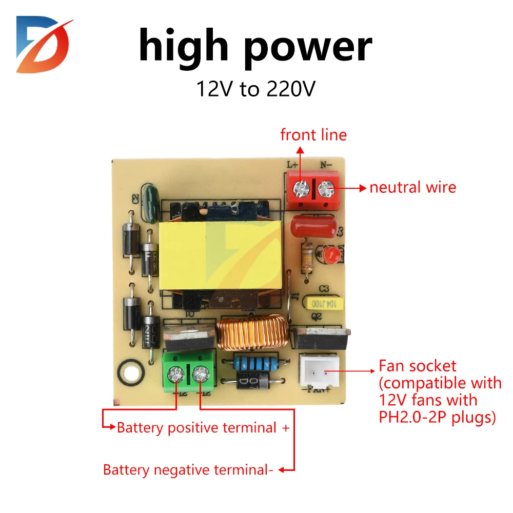 Modulo inverter boost DC 12-16,8 V a 220 V Modulo boost 100 W ad alta potenza Inverter pannello solare universale esterno - immagine 5