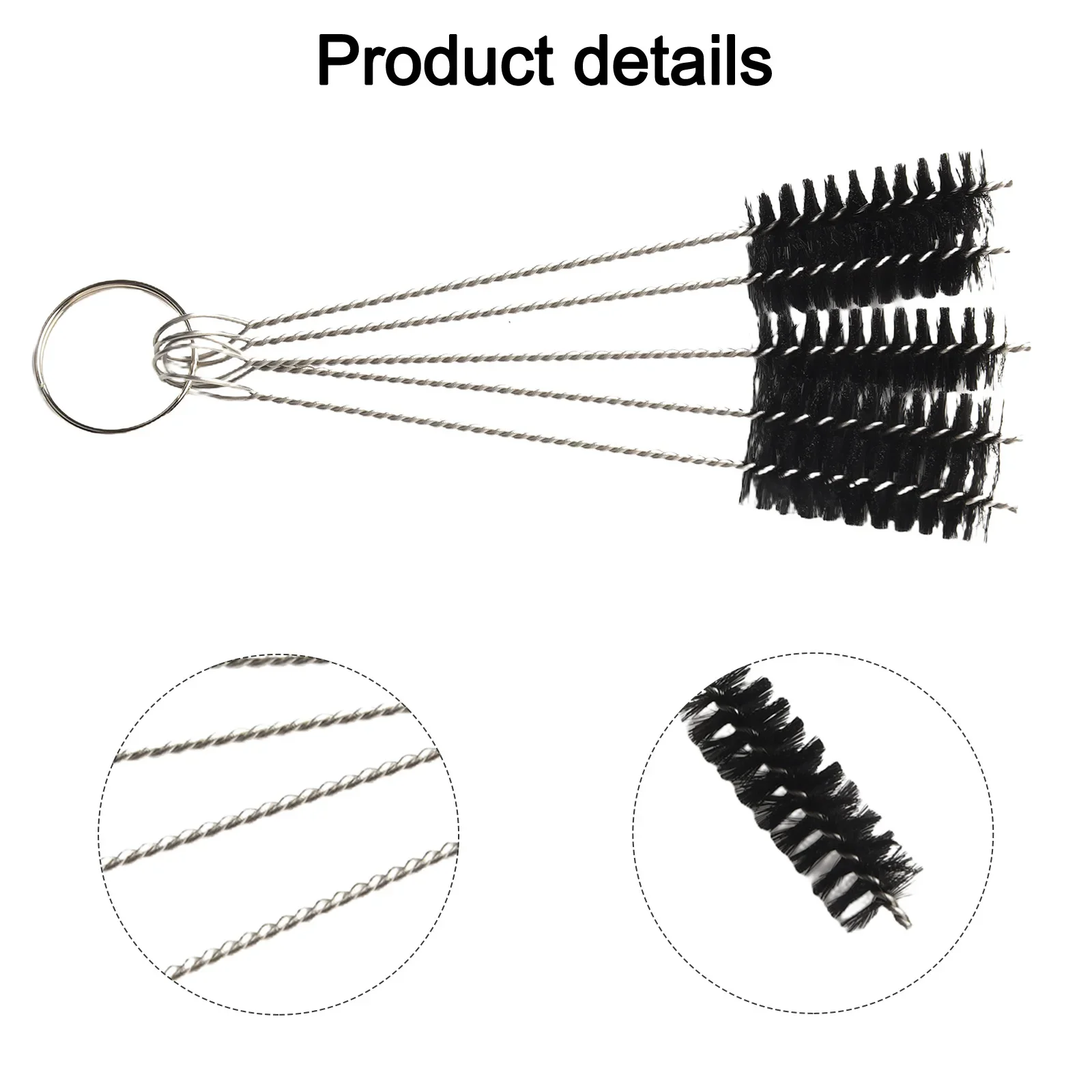 5pc Wire Tube Brush Set 2-8mm Brush Head Round Pipe Tube Cylinder Bores Cleaning Wire Brushes For Pipes Tubes Cylinders Cleaning