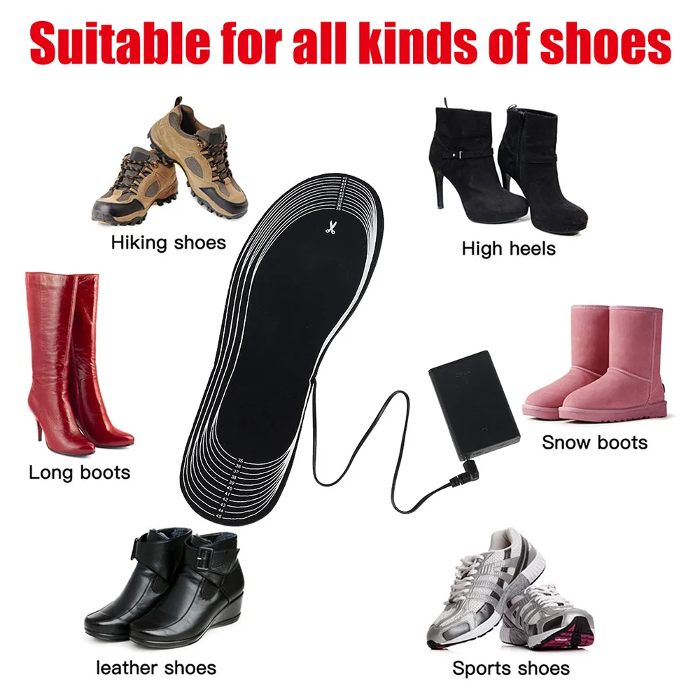 Electrically Heated Insoles for Shoes Battery Electric Heating Shoe Sole Winter Feet Warm Sock Pad Washable Warm Thermal Insoles