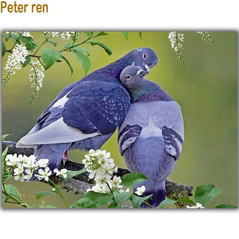 

Peter ren Diy diamond painting Cross stitch kit Diamond embroidery 3d square drill rhinestone full Crafts Needlework Pigeon love