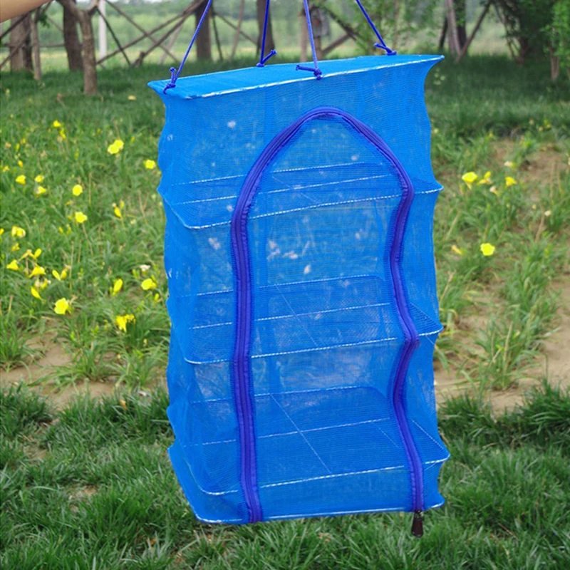 4-Layers Drying Fishing Net Foldable Hanging Vegetable Fish Dishes Dryer Bag Hanger Fish Fishing Flowers Buds Plants Organizer 2