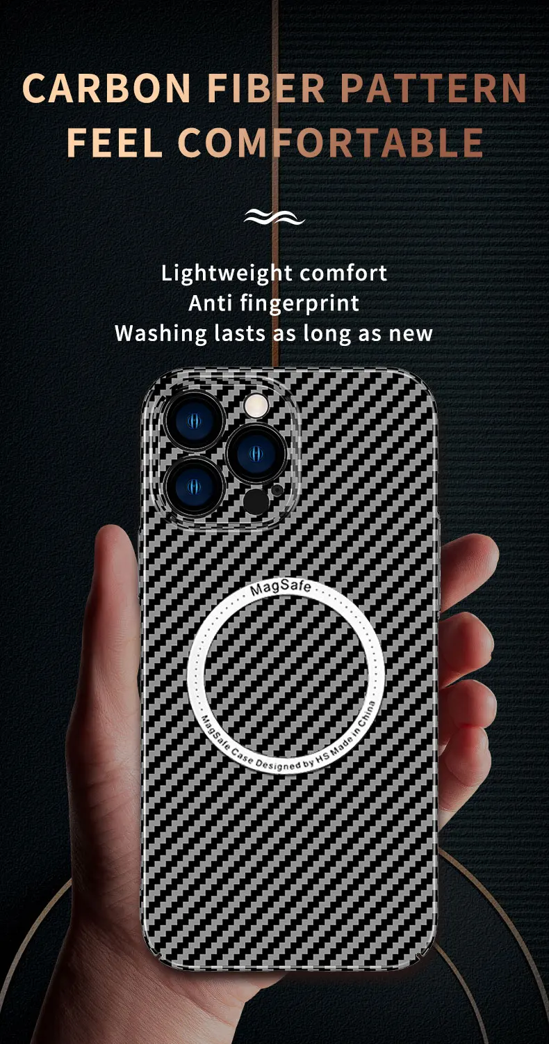Carbon Fiber Texture Magnetic Wireless Charging Iphone Case