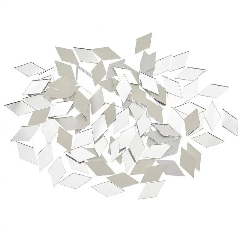 200 Pieces Diamond Shape Mirror Mosaic Tile Acrylic Small Mirror Self Adhesive Craft Tiny Tiles for Wall Art Project