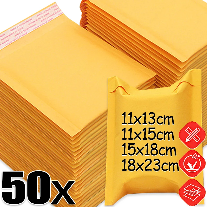 50/10xKraftPaperBubbleMailersEnvelopesBagsBubbleMailingBagsHomeYellowSelfSealWaterproofCushionEnvelopesPouch-AliExpress
