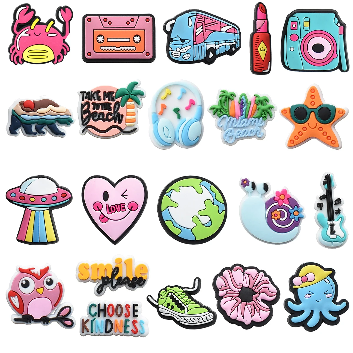 Hot Sales 1Pcs PVC Summer Shoe Charms Pin for Croc Accessories Sandals Wristband Decorations Boys Girls Party Gifts