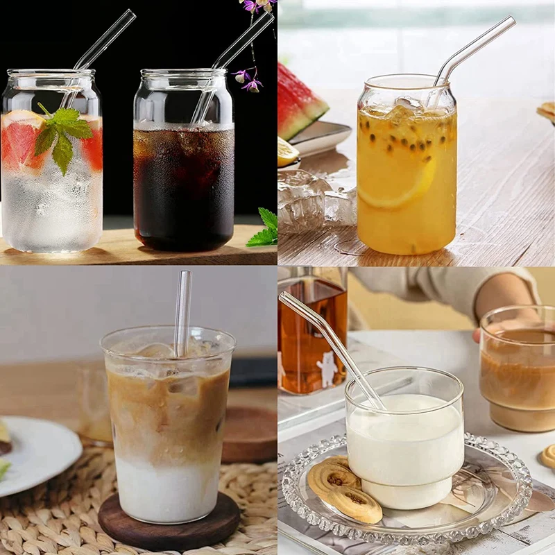 6PCS Reusable Glass Straws, Shatter Resistant Bend Glass Straws Little Bear  Desi