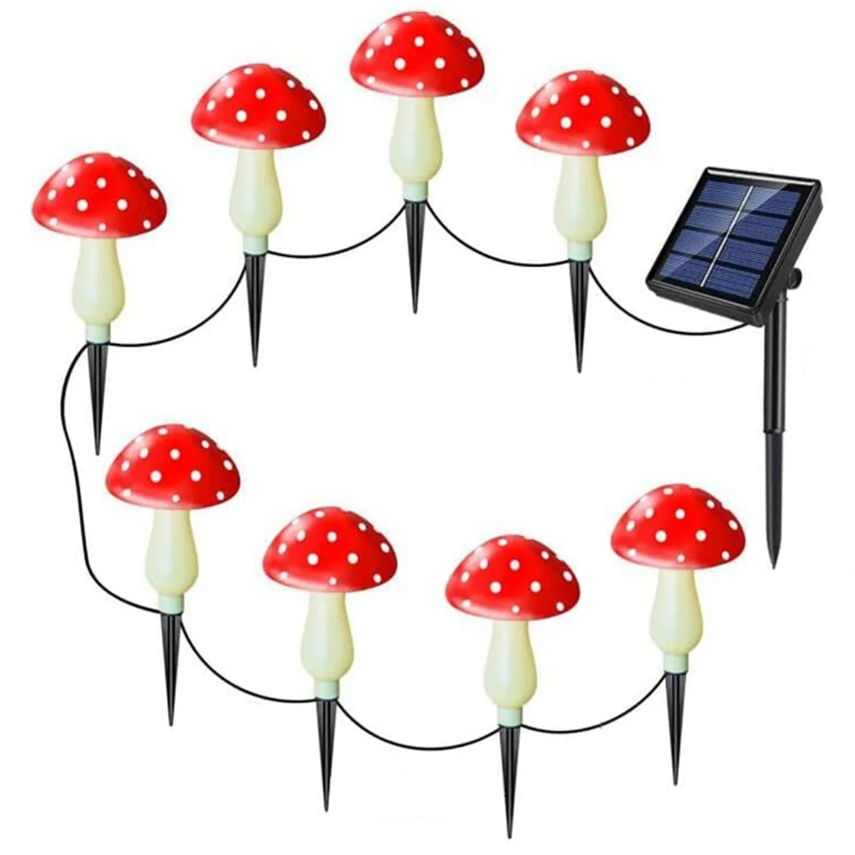 

Solar Mushroom Lamp Waterproof Multi-Colored Mushroom LED Lamp for Christmas Halloween Garden Yard Lawn, 8PCS, Red