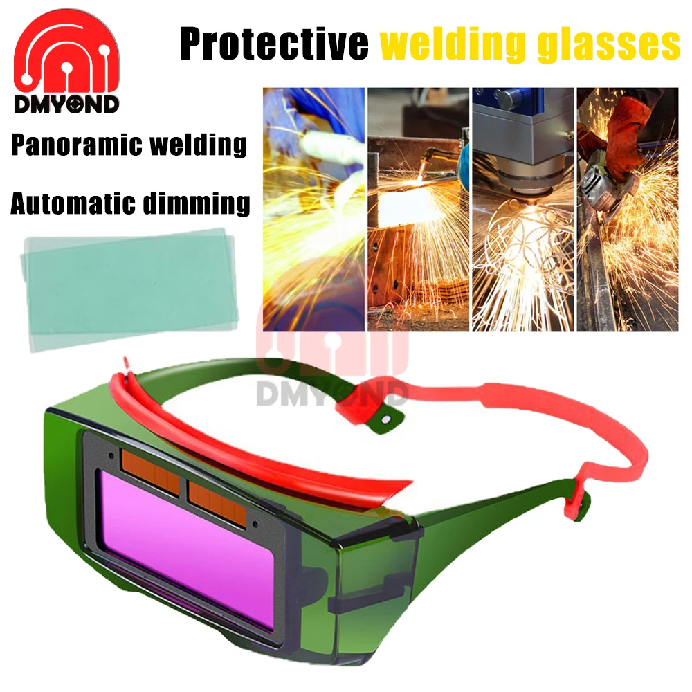 Big View Auto Darkening Welding Safety goggles Anti-Ultraviolet Infrared Radiation Anti-Glare Weld Glasses with Adjustable Shade big view eye protection welding goggles ultraviolet proof adjustable plastic frame safety glasses auto darkening weld protection