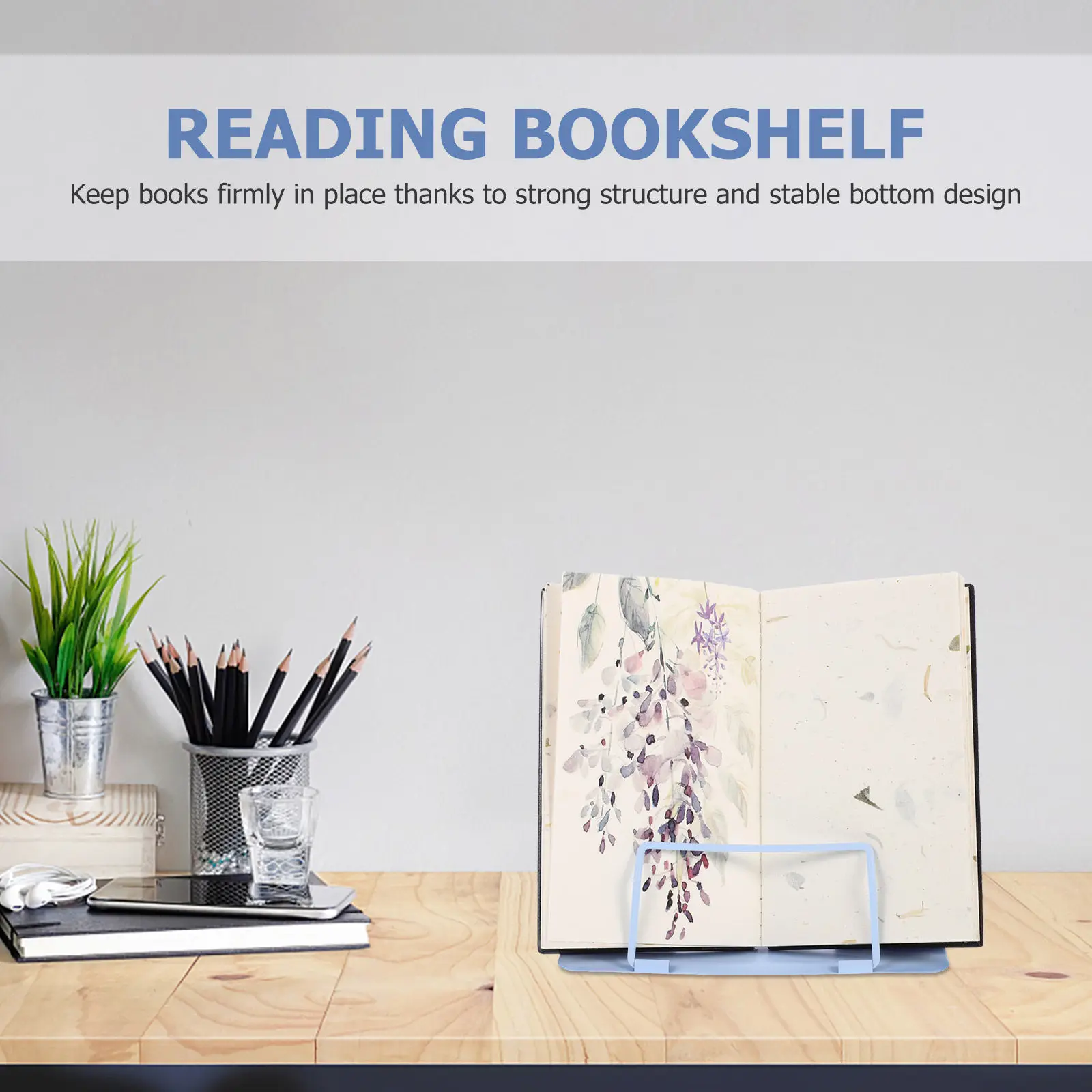 1Pcs 간단한 독서 랙 사무실 주방 조리대를위한 휴대용 책 받침대 핸즈프리 독서 지원 데스크탑 책장