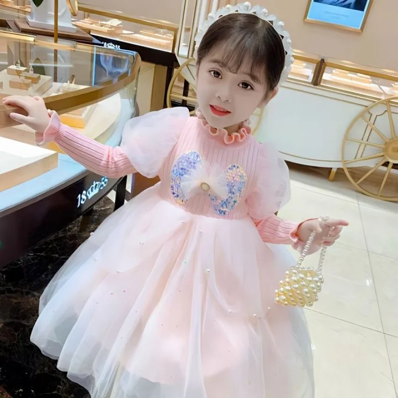 

Children's Clothing Girls' Dress Spring, Autumn and Winter New Children's Thickened Fashionable Princess Dress plus Velvet Woole