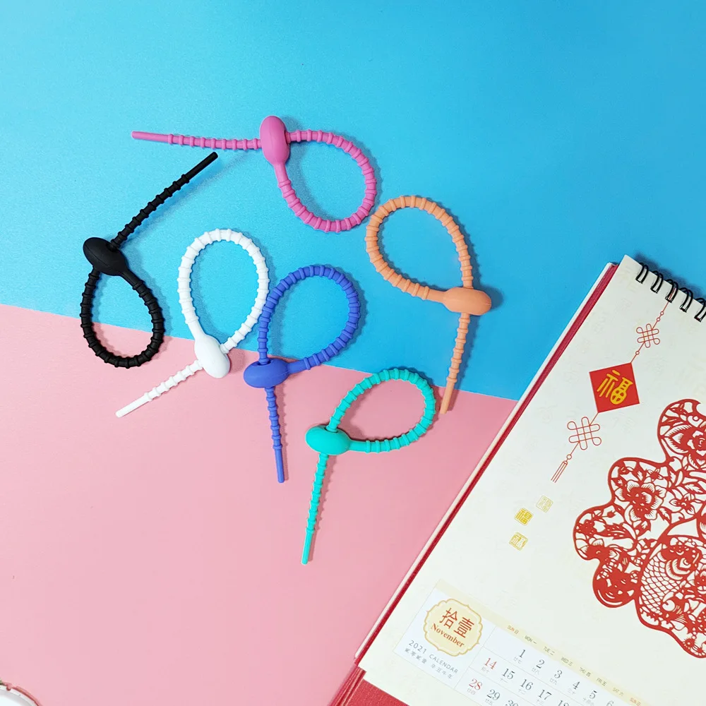 10Pcs Silikon Wiederverwendbare Kabel Draht Organizer Wickler Lagerung Halter Krawatten Schnur Tasche Clip Lebensmittel Befestigen Daten Linie Draht universal Krawatte – Detail 5