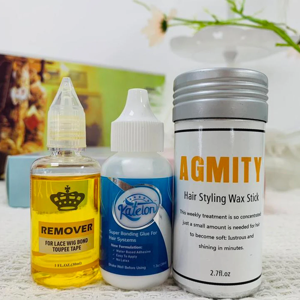 1 bottle 1.3oz 38ML lace front wig glue Katelon super bonding glue with 1 bottle 1oz 30ML yellow remover for wig