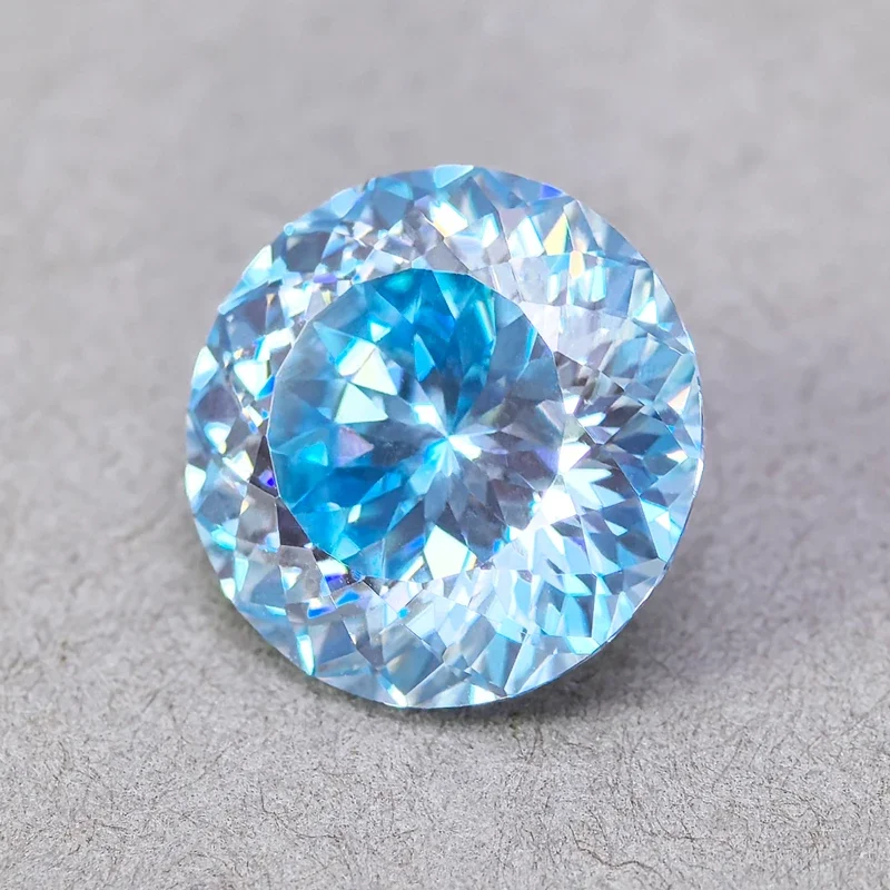 Moissanite Stone 100 Faceted Cut Aquamarine Color DIY Charms Shiny Ring Necklace Earrings Main Materials with GRA Certificate