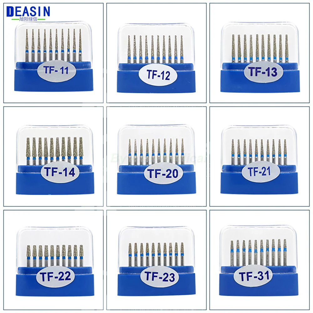 10pcs/box Dental Diamond Burs TF Series FG 1.6mm For handpiece Ceramics Composite Polishing Repair Kit Dentist Equipment 4