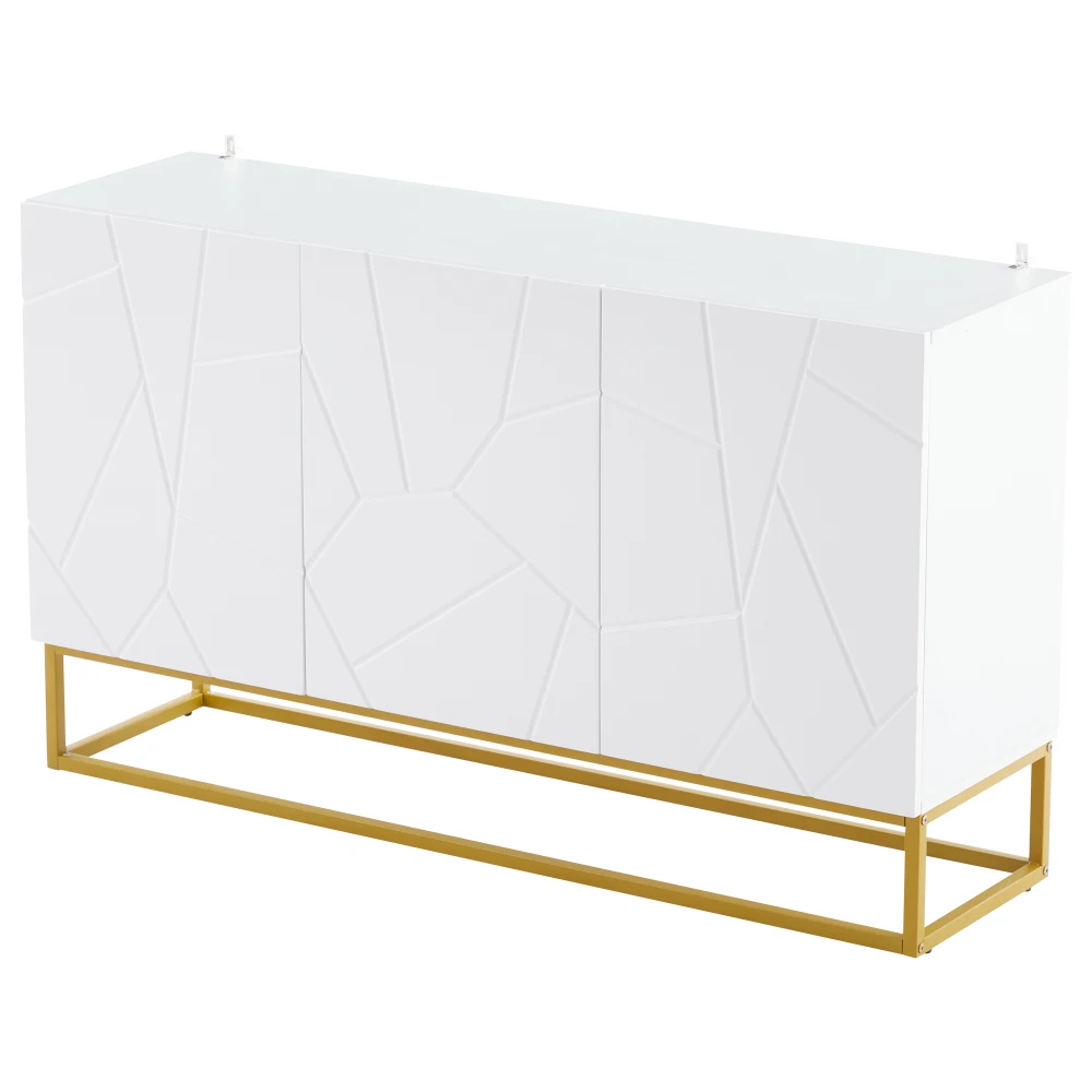 Hochglänzendes Buffet-Sideboard mit 4 Ablagefächern, moderne Möbel für Wohn- und Esszimmer-Hausaufbewahrung – Detail 10