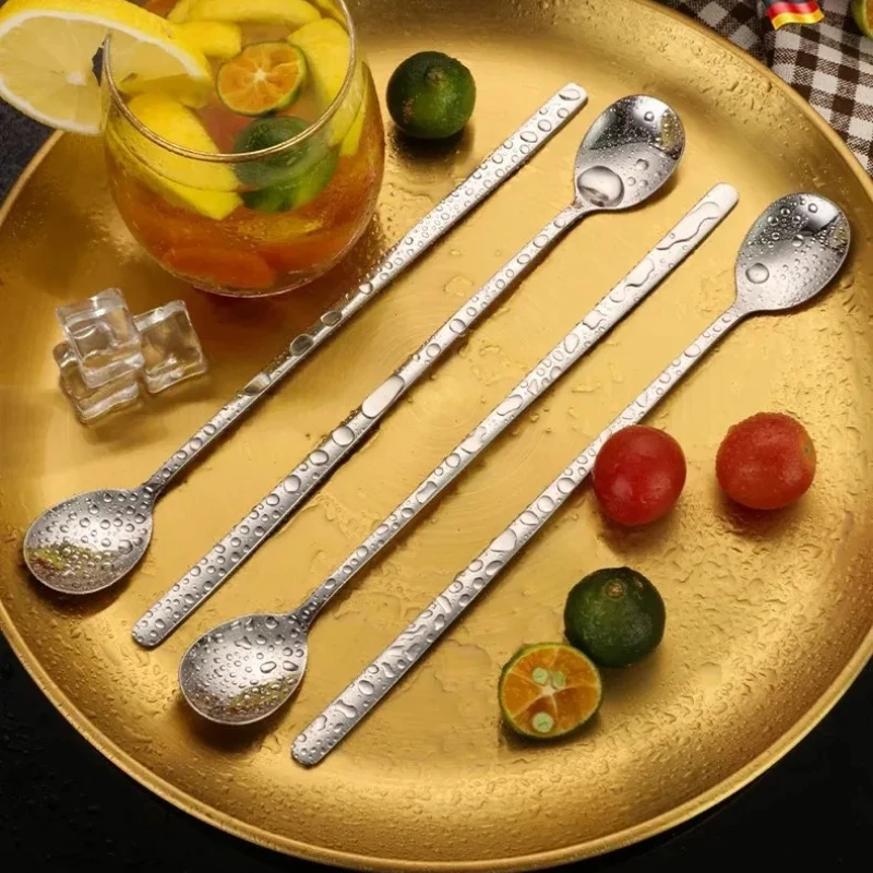 Thickened 316 Stainless Steel Coffee Spoon Long Bar Spoon Stirring Spoon Dessert Spoon Honey Spoon Kitchen Home Goods