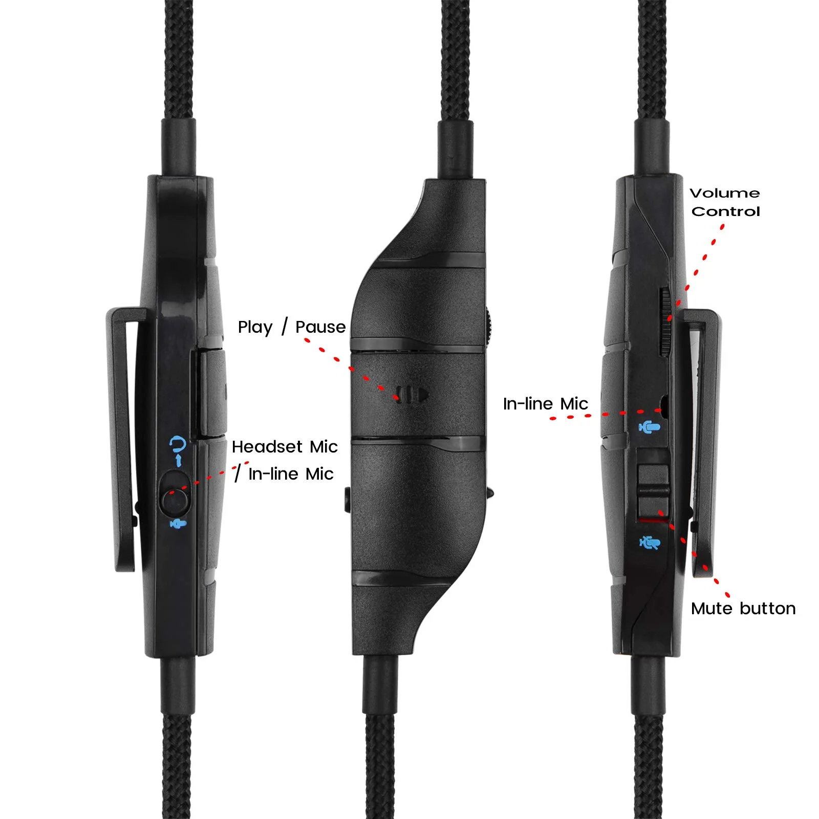 Replacement Cable Cord for Logitech G933 G933S G633 G633S G635 DTS G935 Gaming Headset With Inline Mic Switch Volume Control