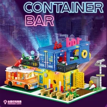 

2022 NEW 86016 Street View Series Container Bar with LED Lighting DIY Building Model Assembly Puzzle Building Block Toys 1489pcs