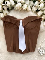 SINGREINY American Style Strapless Sexy Tank Tops Female Tie Bodycon Tank Tops Women Short Sleeveless Streetwear Tank Tops - Image 4