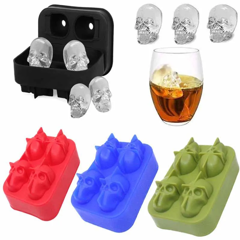 Silicone 3D Skull Ice Cube Tray DIY Ice Ball Mold Whiskey Wine Cocktail Cube Maker Chocolate Pastry Mould pojemniki do lodu