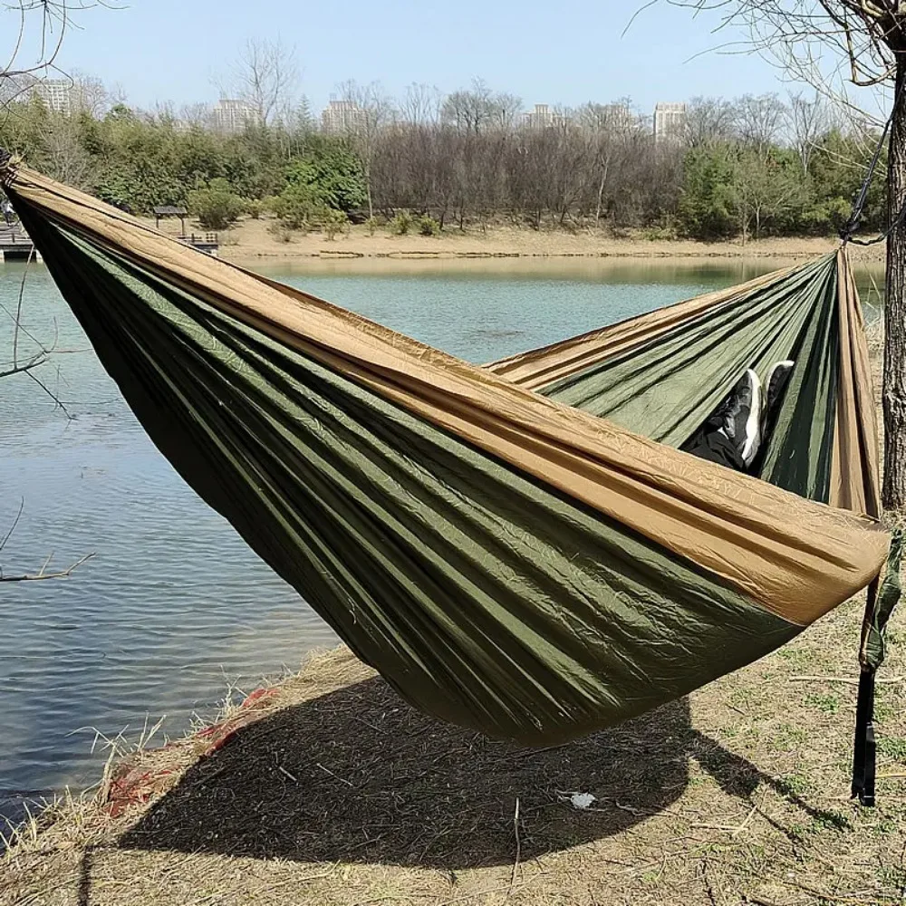 Outdoor Camping Hammock Lightweight Parachute Outdoor Furniture Nylon for Travel Hiking Swing Hang Sleeping Bed in Garden 4
