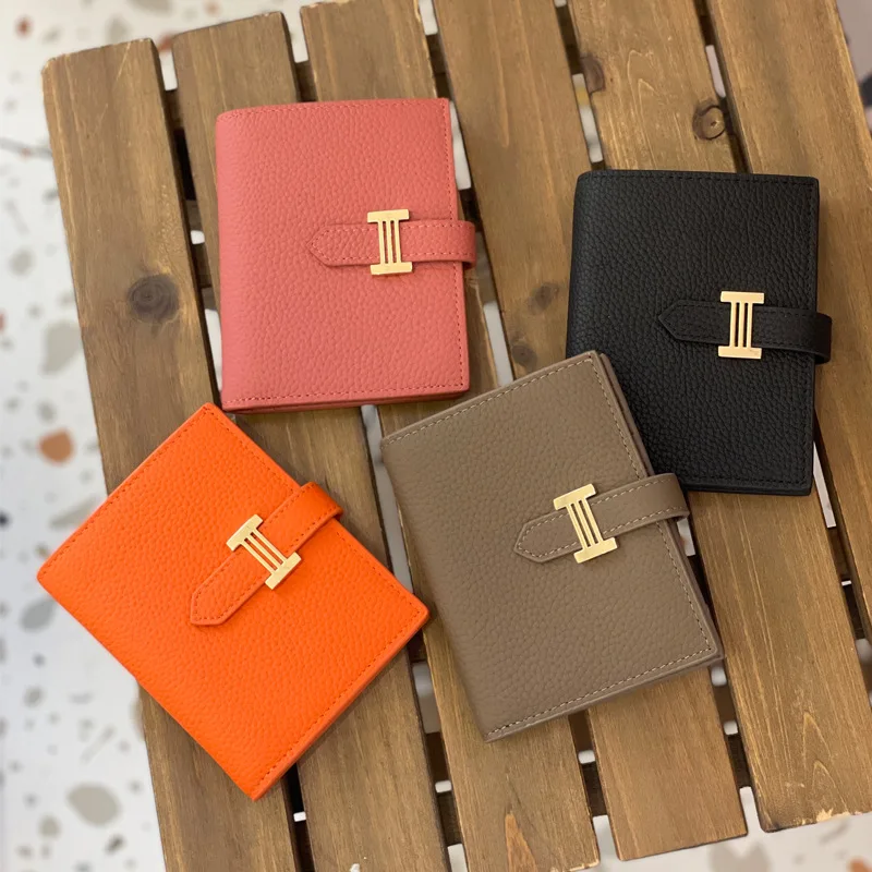 

Luxury High-end Wallet Women's Short Folding First-layer Cowhide Coin Purse with Multiple Card Slots and Multi-function Card Hol