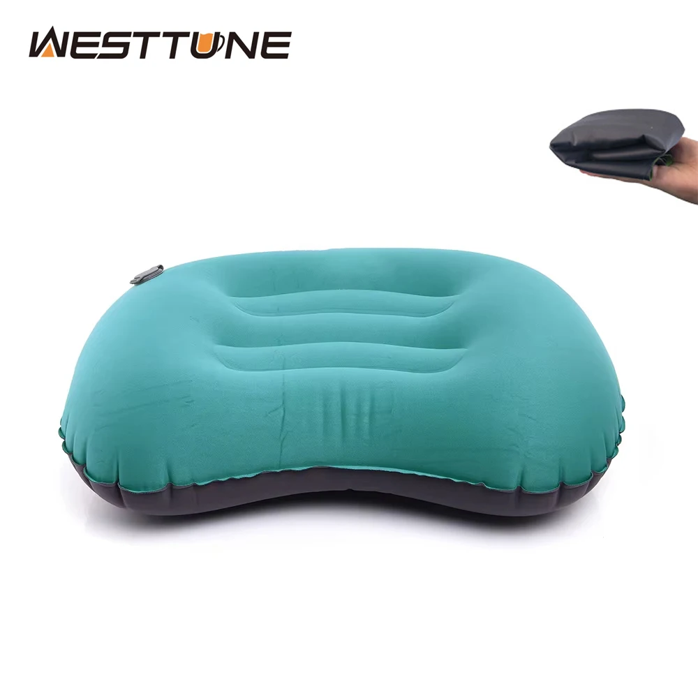WESTTUNE Portable Inflatable Pillow Ultralight Camping Travel Pillow Outdoor Protective Sleeping Gear for Neck & Lumbar Support