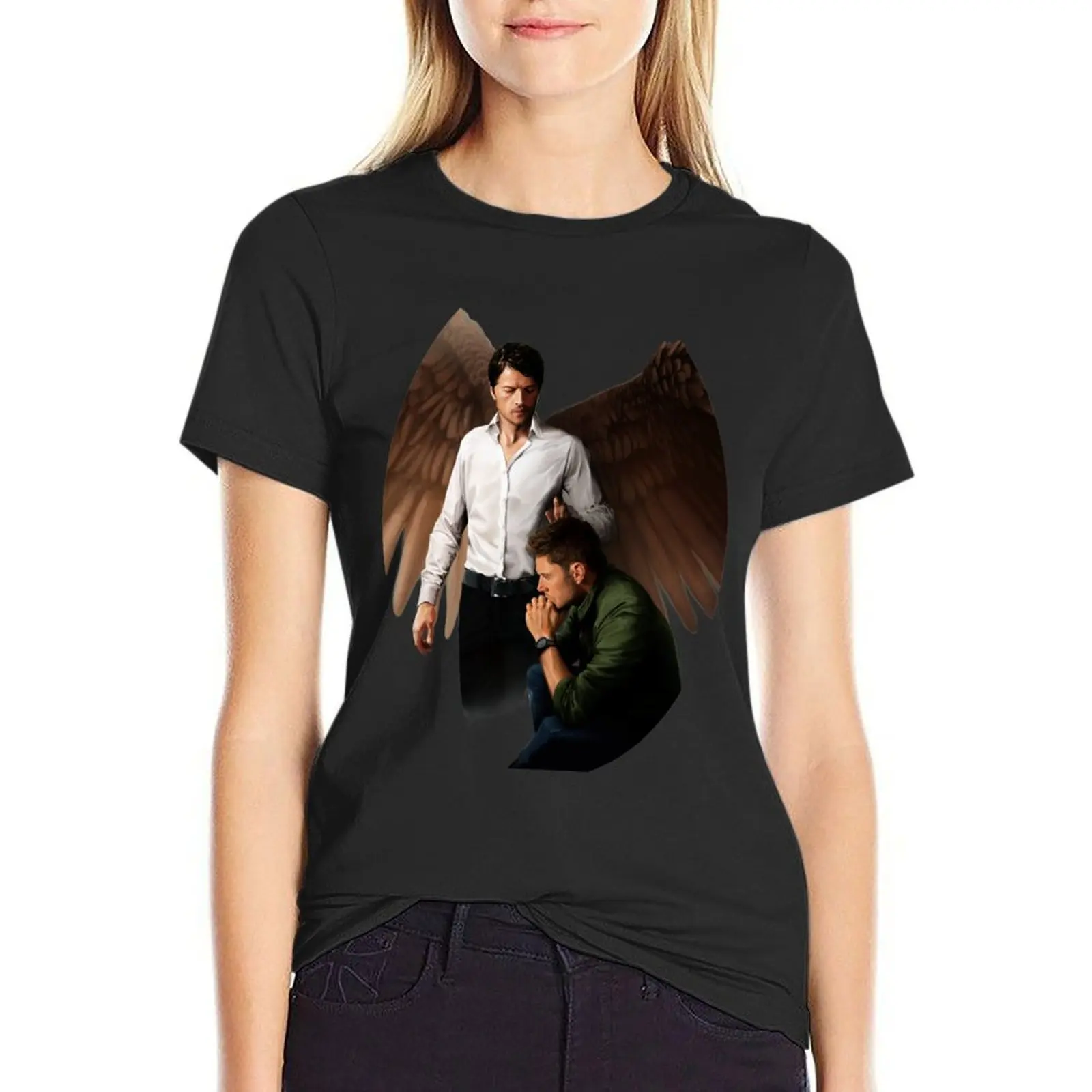 

Angels are Watching Over You T-Shirt anime clothes cute tops oversized western t-shirt dress for Women
