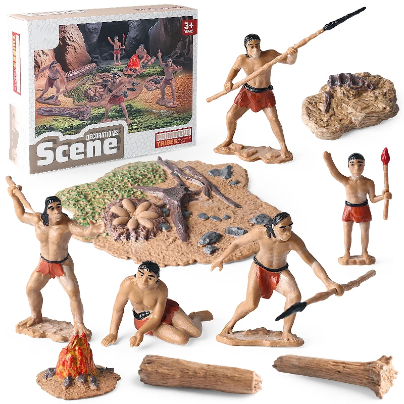 Oenux prähistorische Menschen, Lebensszene, menschliche Evolution, wilder Säbelzahntiger, Mammut, Tiere, Modell, Actionfiguren, Sammlungsspielzeug