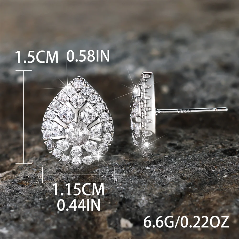 Charm Crystal Water Drop Stone White Zircon Stud Earrings For Women Vintage Silver Color Wedding Earring Valentine Jewelry Gifts