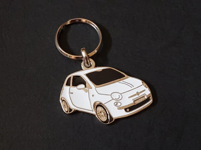 Keychain Fiat 500, 500C 500e, since 2007 (white) profile key ring