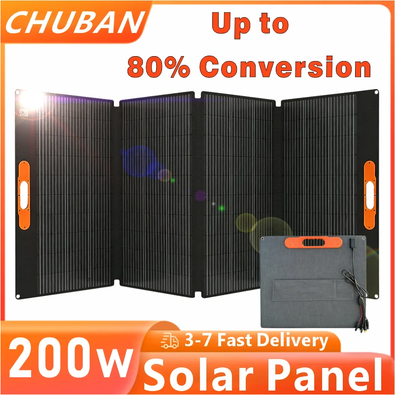 200W Solar Panel Foldable Portable Waterproof for Outdoor Camping Travel RV - Flexible Monocrystalline Foldable Solar Suitcase