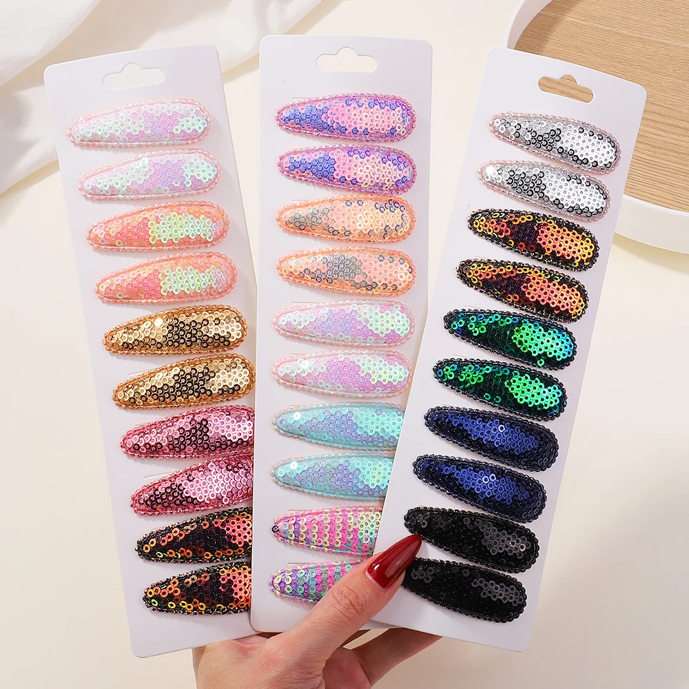 10Pcs/Set Korean Gradient Sequins Metal BB Clips Hair Clips for Kids Handmade Hairpins Barrettes Headwear Girls Hair Accessories