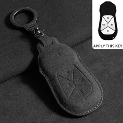 Premium Suede Leather Car Key Holder (Black  B1)
