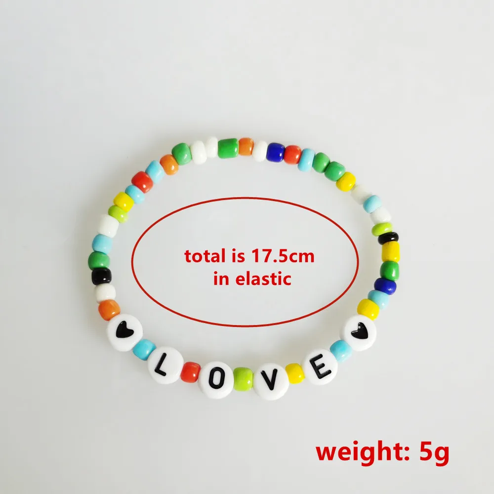 1 Acrylic Boho Word Beaded Bracelet Alphabet Beads Bangle Summer Beach  Jewellery