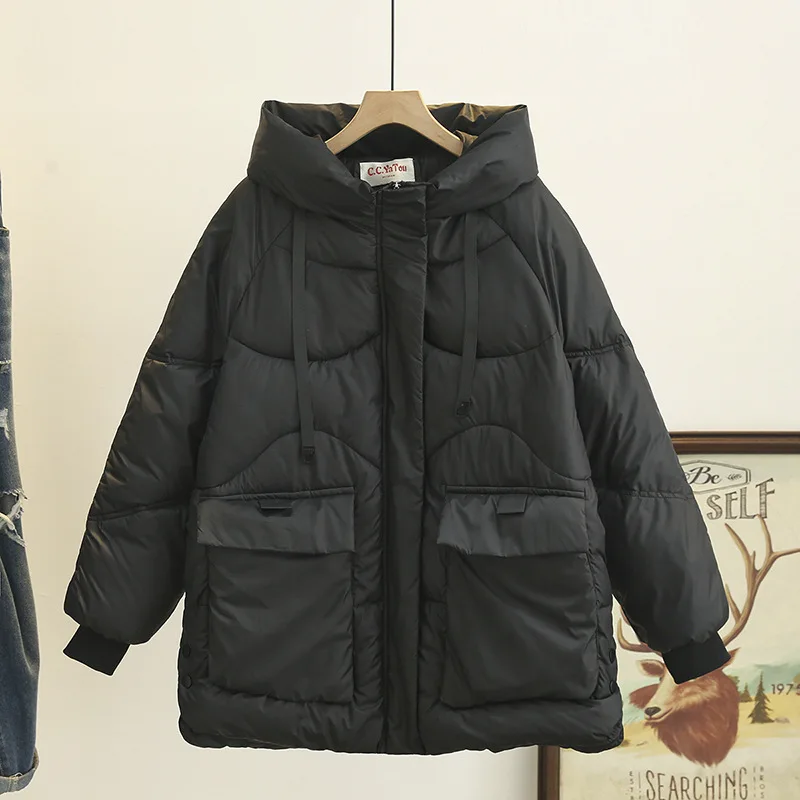 XXXXXL Fashion Plus Size Women's Parkas Winter New Korean Warm And Casual Hooded Padded Jacket 8280