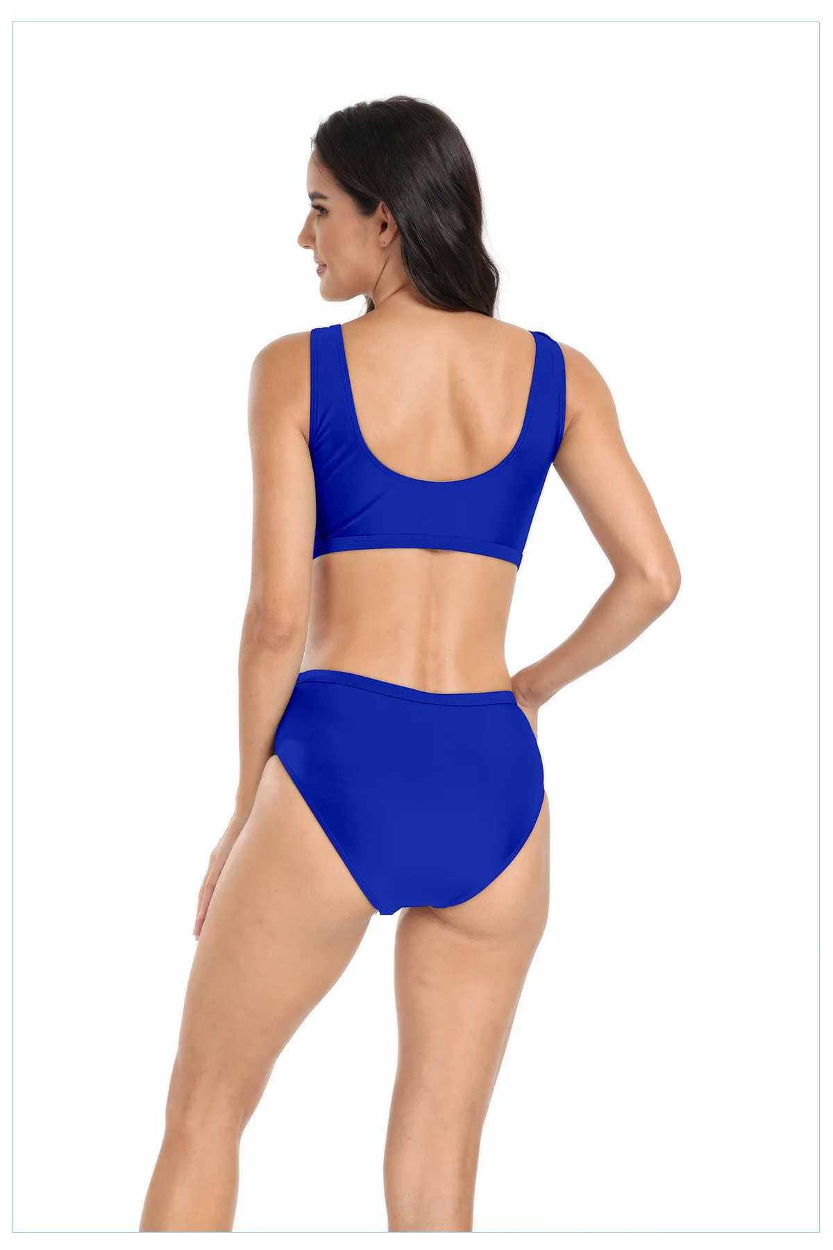 2024 new swimsuit hot-selling European and American sexy twisted net gauze hollowed-out solid color bikini split swimsuit suit