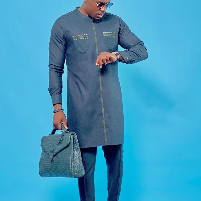 Deji Embroidered Long Sleeve Dashiki Outfit - Image 3