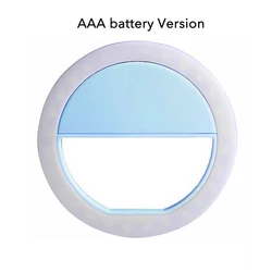 Portable USB Rechargeable LED Clip - On Selfie Ring Light (Blue)