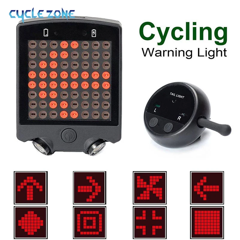 Bike Turn Signal for Bicycle Tail Light Remote Bicycle Lights LED USB Rechargeable Bicycle Lamp Bike Wireless Warning Tail Light