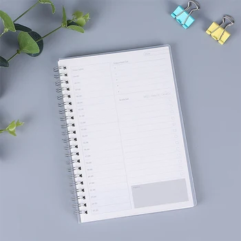 Agenda giornaliera da 96 pagine, taccuino con lista delle cose da fare senza data, con programma orario, calendari Regolden-Book, taccuino con organizzatori a spirale per pasti